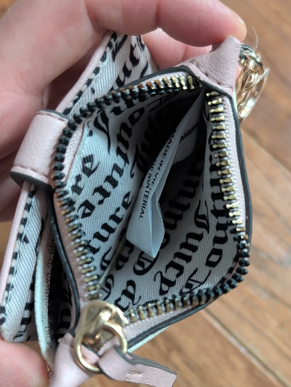 Juicy Couture Spring Fling Tab Pink Logo-Print Card Holder Keychain